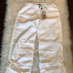 White linen resort wear pants